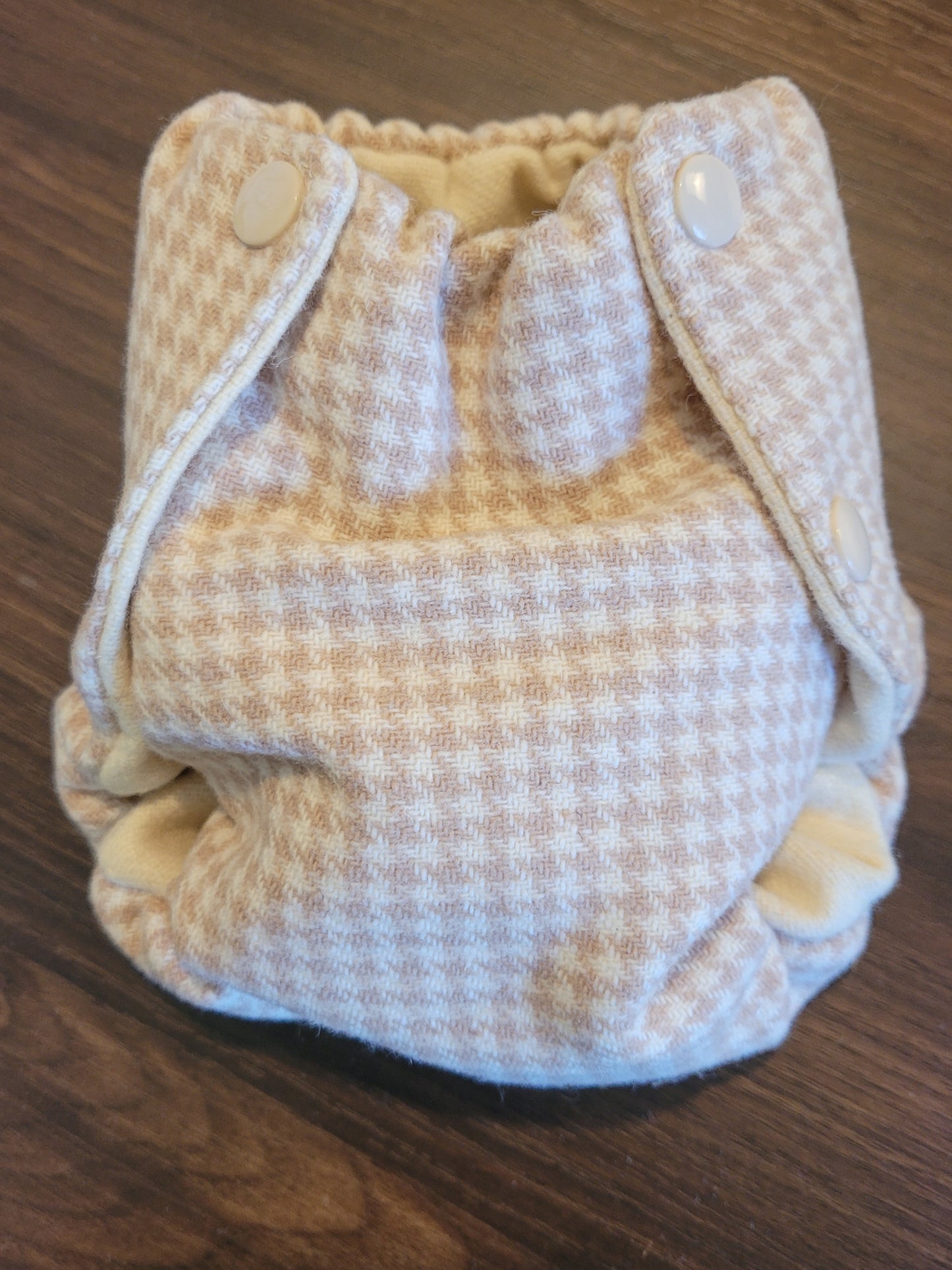 Camel herringbone wool diaper cover