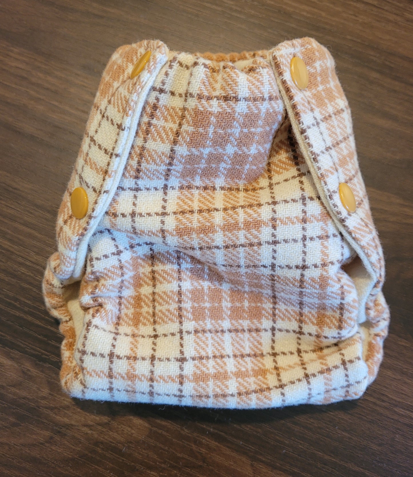 Butterscotch plaid wool diaper cover