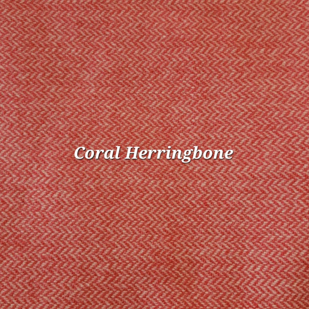 Wool flannel coral herringbone